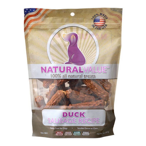 Loving Pets Natural Value Saucisses de canard 14 oz Friandises pour chiens — Jouets pour chiens