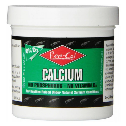 Rep-Cal, Phosphorus Free Calcium without Vitamin D3 - Ultrafine Powder, 3.3 oz