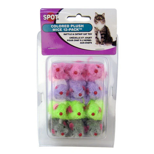 Lot de 12 jouets pour chat en forme de souris à fourrure de couleur tachetée — Jouets pour chats