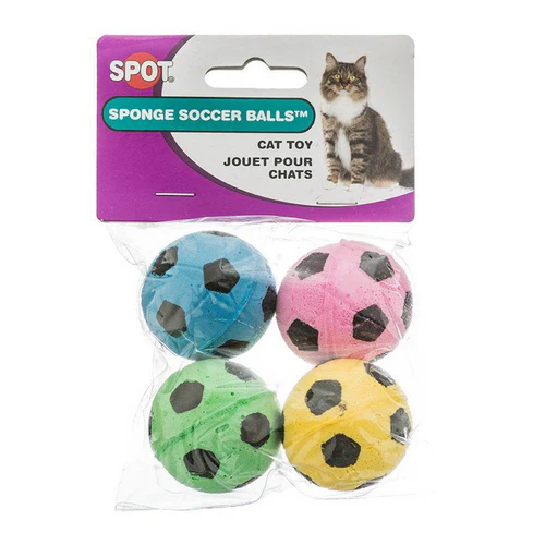 Jouets pour chats, ballons de football en éponge Spot, paquet de 4 — Jouets pour chats