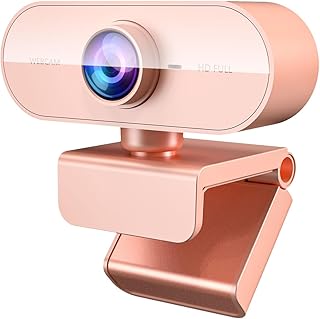 Webcam HD 1080P avec microphone et support, rose