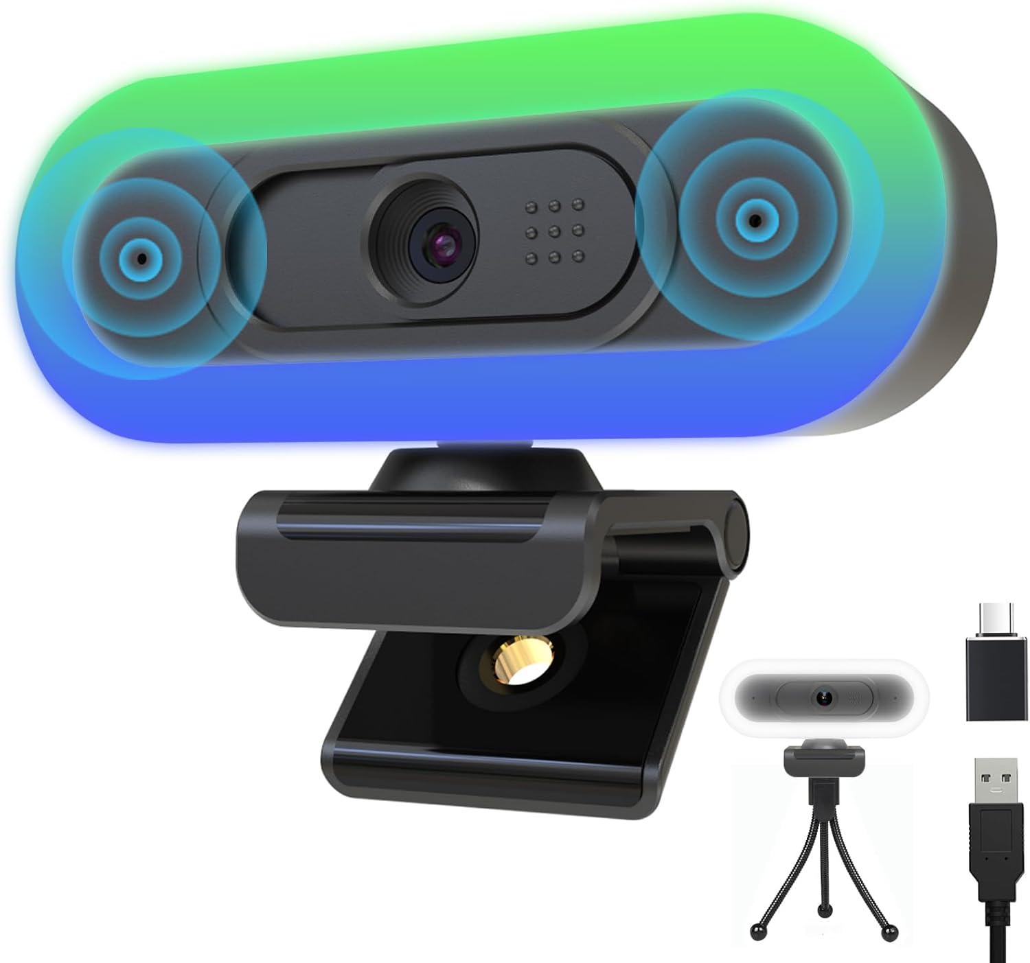 Caméra Web 2K avec Microphones Doubles et Lumière RGB — Webcams