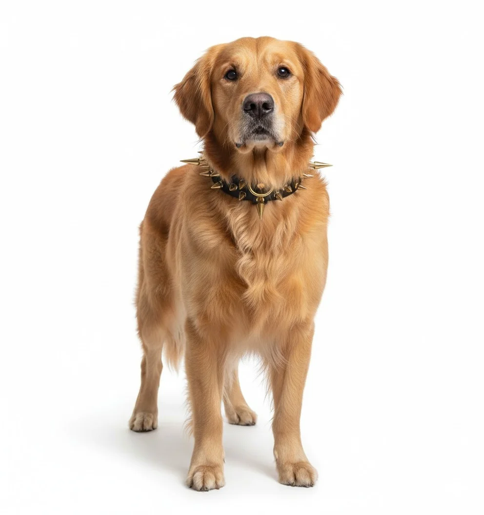 Collier à pointes Titan pour Golden Retriever par Spikedogcollars - Marron XL