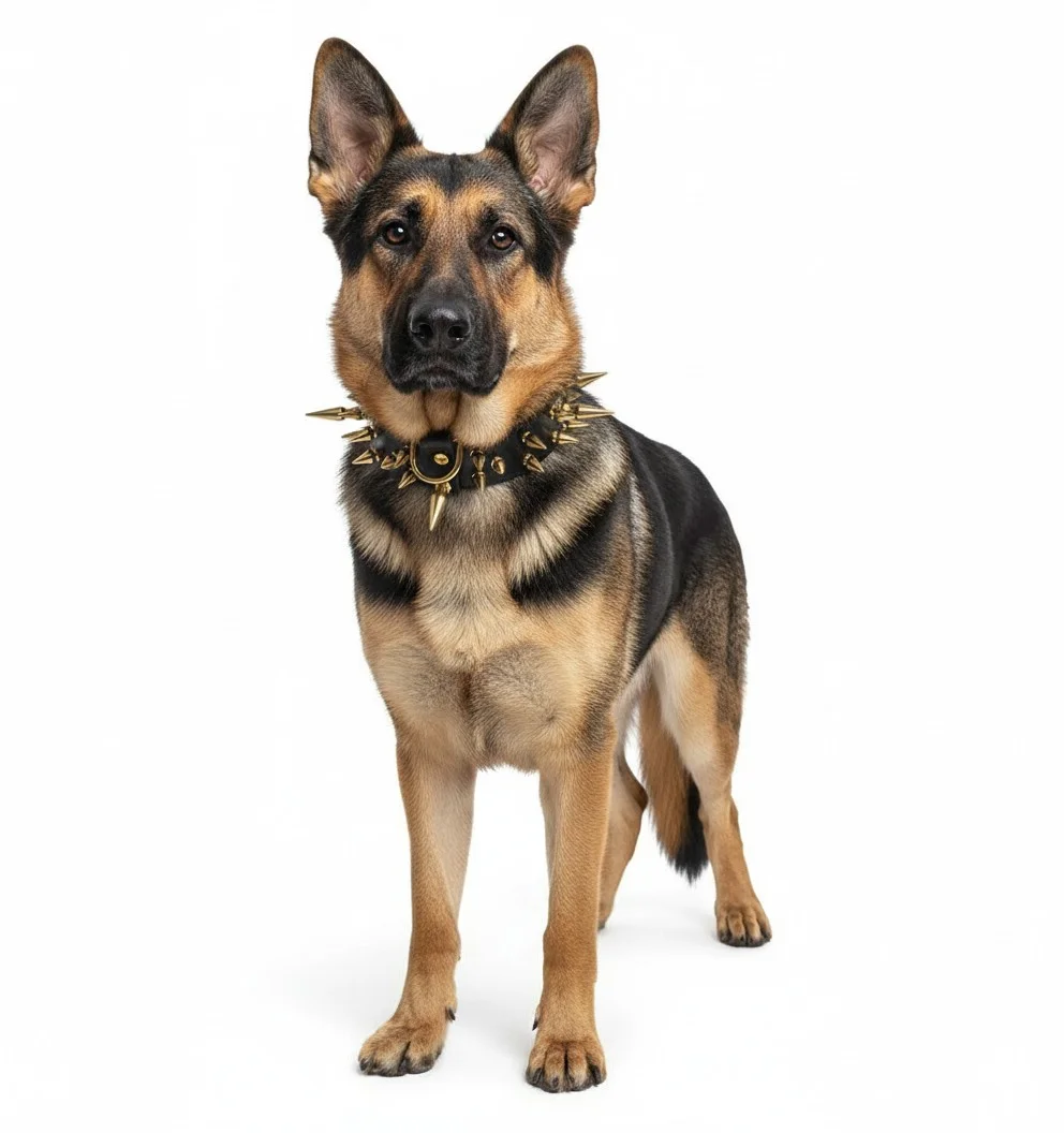 Collier à pointes Titan pour berger allemand par Spikedogcollars - Marron XL — Collier pour chien