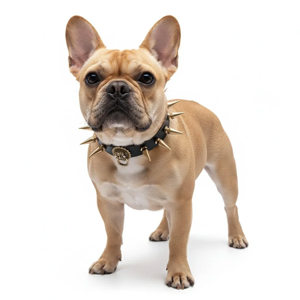 Spikedogcollars Guardian Collier à pointes pour bouledogue français Marron XL — Collier pour chien