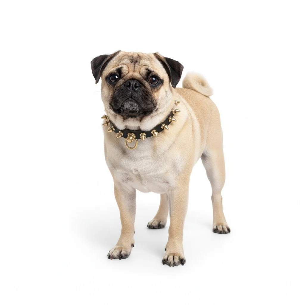 Collier pour chien à pointes en cuir Ranger pour carlin - Taille M — Collier pour chien