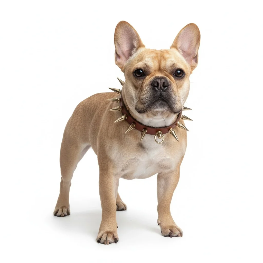 Spikedogcollars Valor Forged Spiked Collar for French Bulldog Brown XL