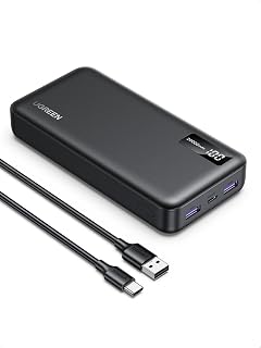 UGREEN 20000mAh Power Bank with 3-port, 0.5M Cable, 22.5W Portable Charger USB Type C Input and Output, PD 3.0 Fast Charging Battery Pack Compatible with iPhone 17/16/15, Galaxy S25/S24, Pixel 8, ipad