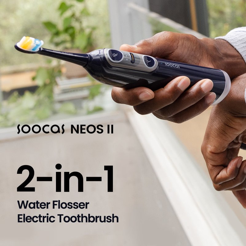 Soocas Neos II Brosse à dents électrique et hydropulseur 2 en 1 Violet foncé — Brosse à dents électrique