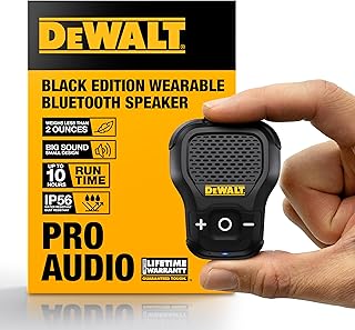 DEWALT Wearable Bluetooth Speaker Clip-On Black