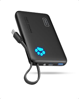 INIU 45W Portable Charger, 10000mAh Power Bank with Built in USB C Cable, Small USB C in&Out Fast Charging Powerbank, Phone Charger Battery Pack for iPhone 17 16 15 Pro iPad Samsung S25 S24 Google etc