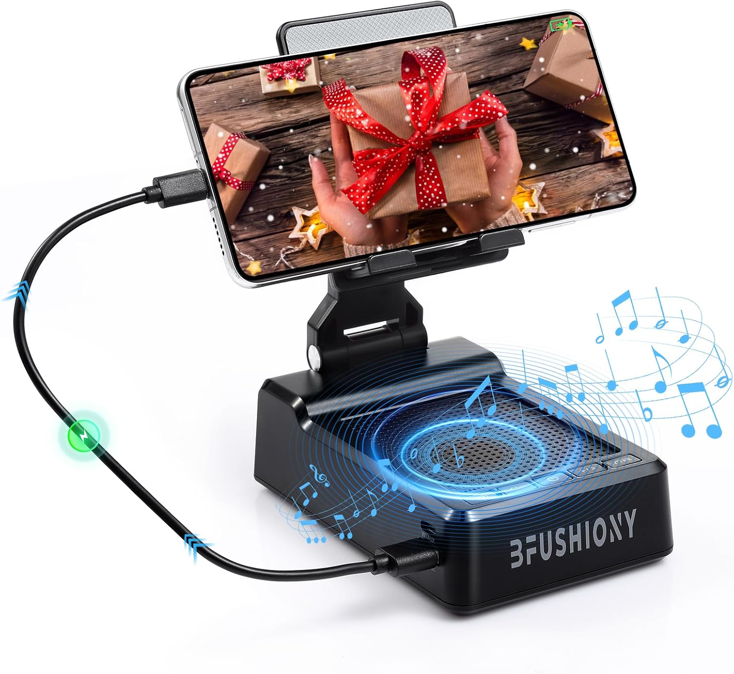 Support téléphone avec haut-parleur Bluetooth et chargeur 5000mAh — Haut-parleur Bluetooth portable