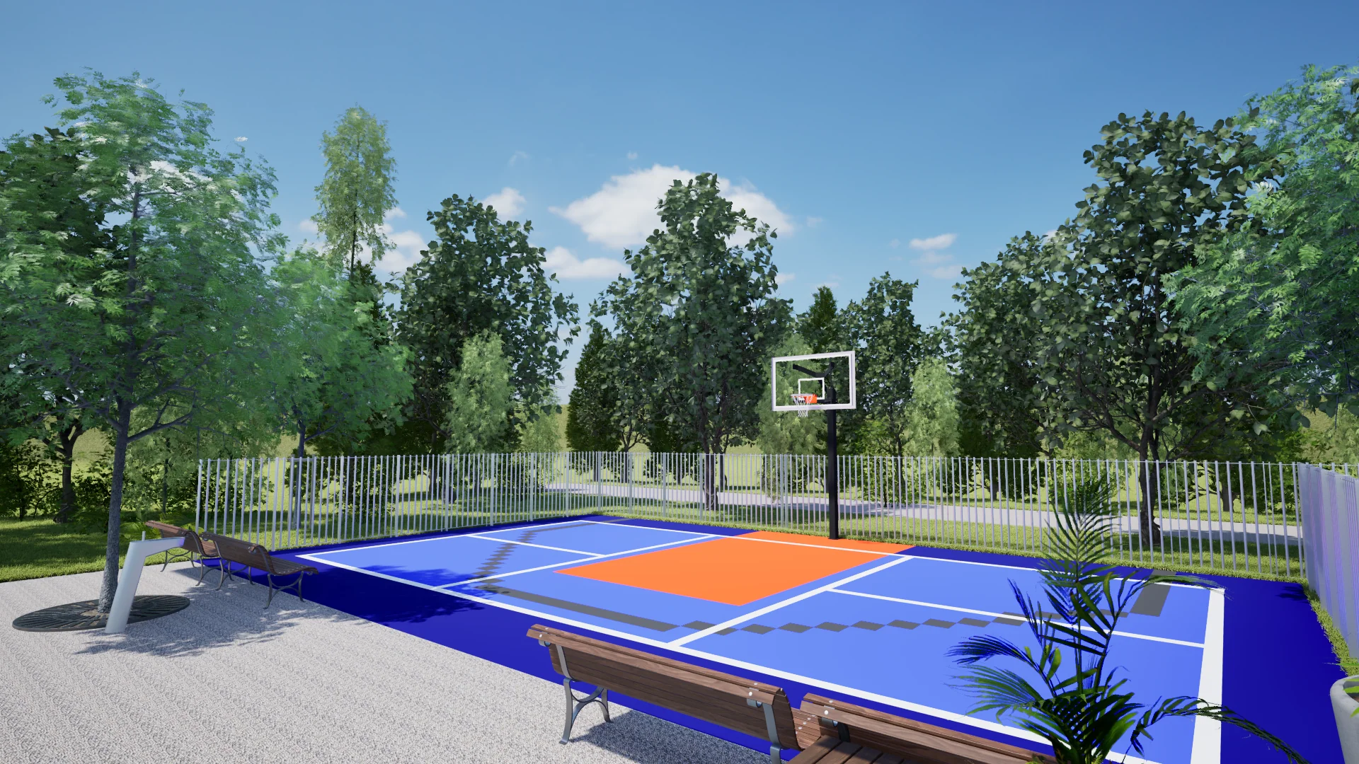 Multi-Sport Courts with Non-Slip Tiles