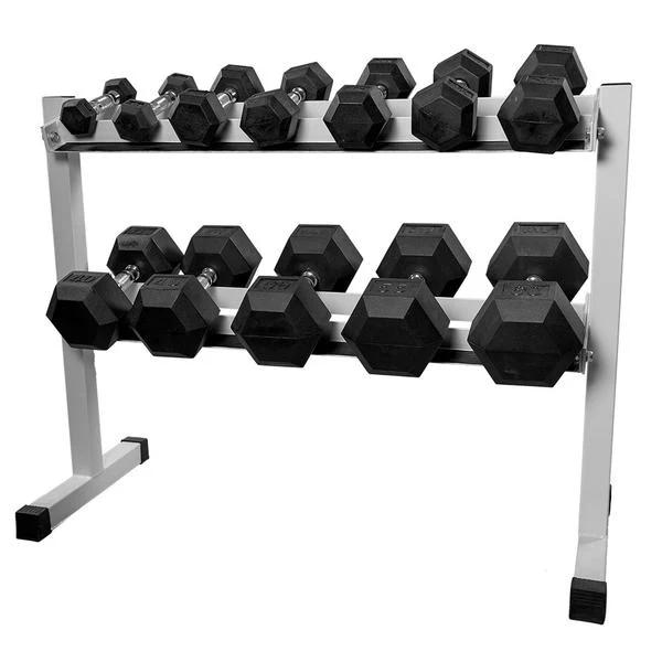 Présentoir à haltères hexagonaux 2 ou 4 tablettes — Haltères réglables