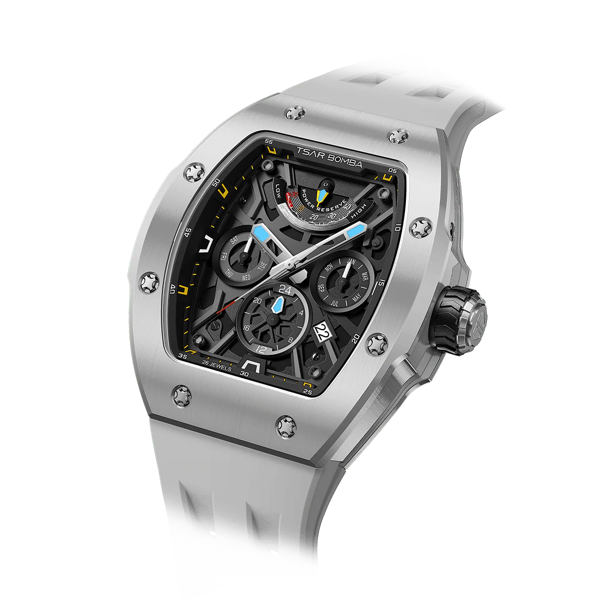 Tsar Bomba Men's Ceramic Automatic Watch | Gray | 45mm | Miyota 9100 Movement | Men's Luxury Timepiece | Atomic-Full TB8222