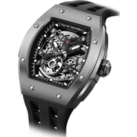 Tsar Bomba Men's Automatic Watch | Black | Stainless Steel Case | Titanium Bezel | Japanese Mechanical Skeleton Movement | Luxury Sport Wristwatch | Elemental T