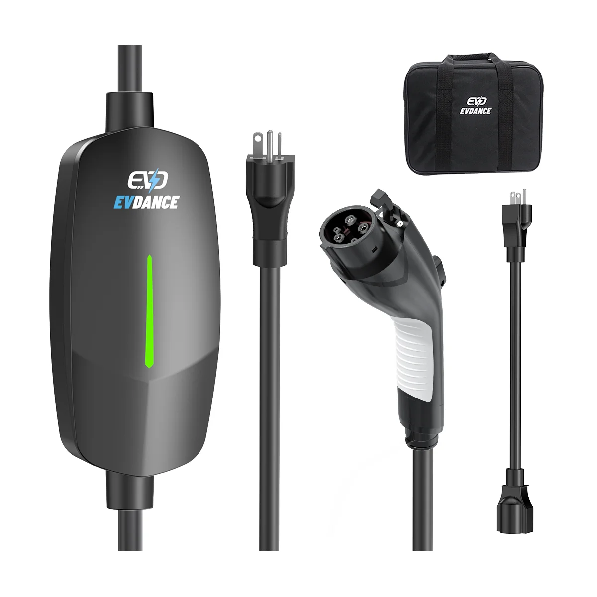EVDANCE Level 1&2 EV Charger Nema 6-20 J1772 Portable Dual Plug 12/16A White