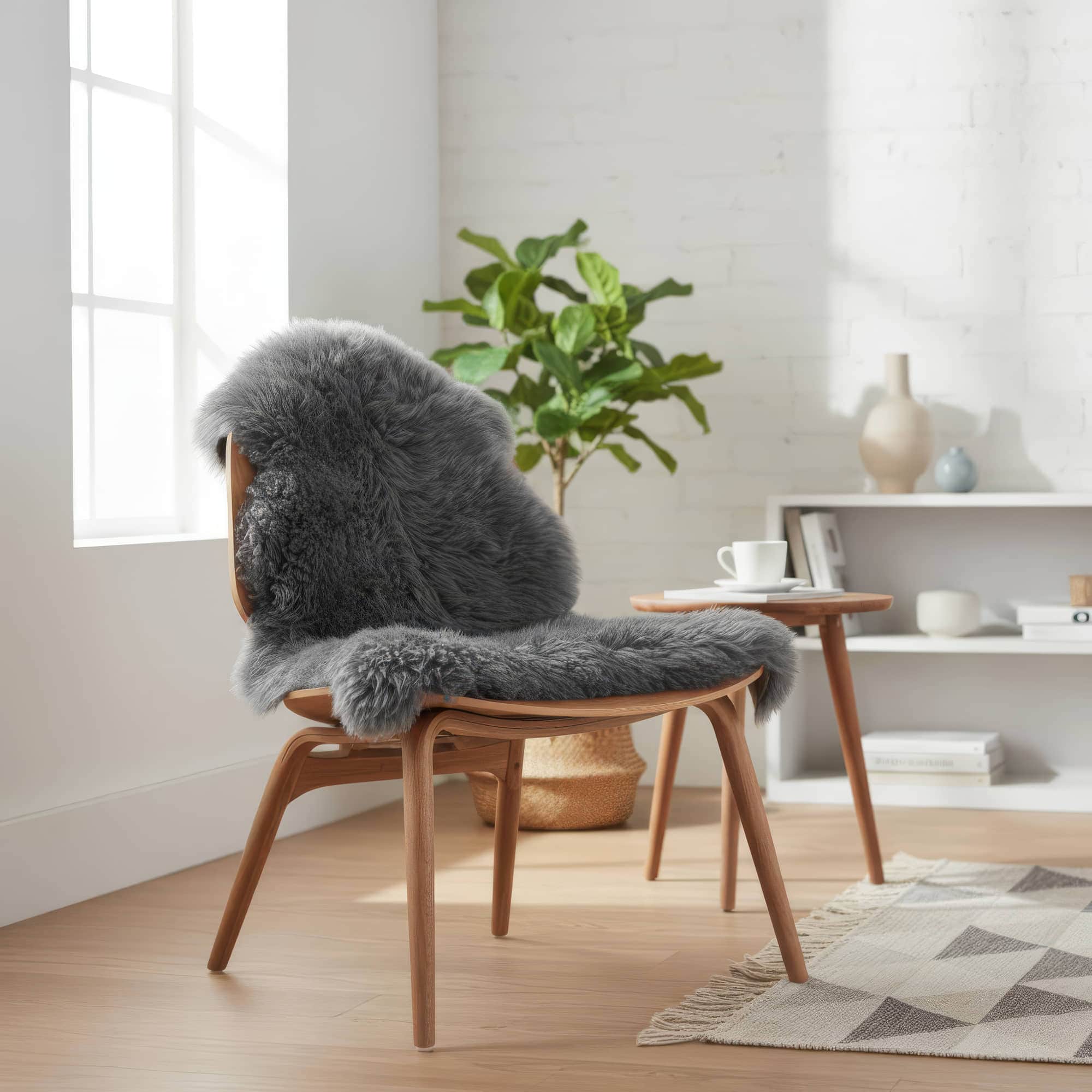 Natural Gray Sheepskin Rug Shearling Fur Pelt - Ethically Sourced - Oeko Tex Certified - Natural / 2' x 3' — Area Rugs