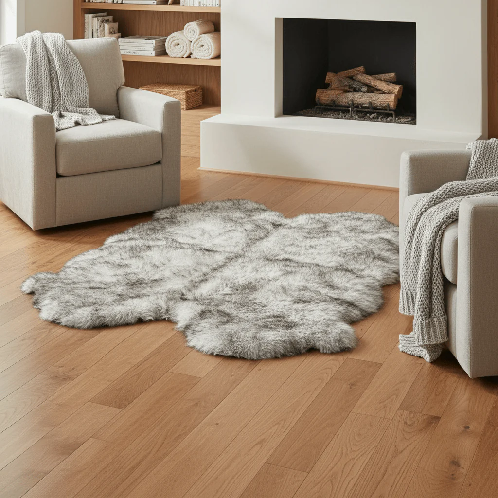 Natural Wolf Tips Sheepskin Rug Shearling Fur Pelt - Ethically Sourced - Oeko Tex Certified - Natural / 2' x 3' — Area Rugs