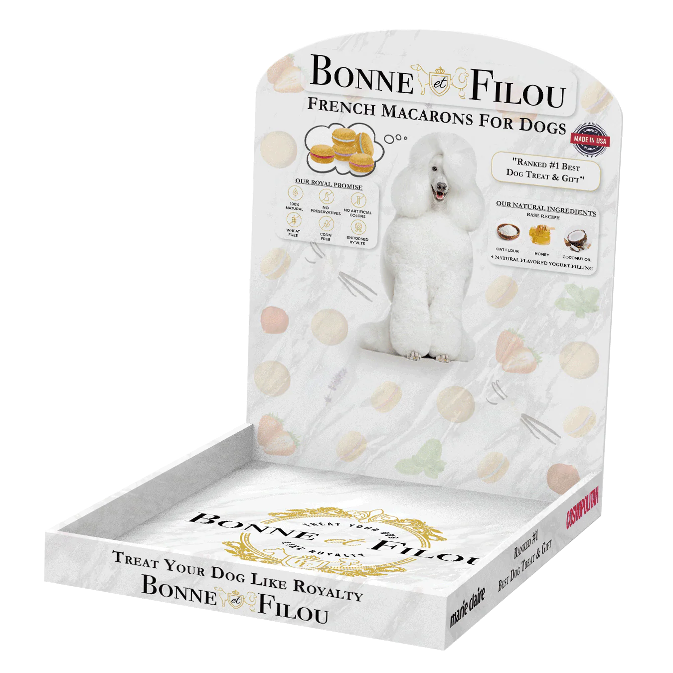 Bonne et Filou Retail Merchandising Display Macarons Styles d'arrière-plan — Accessoires de mode