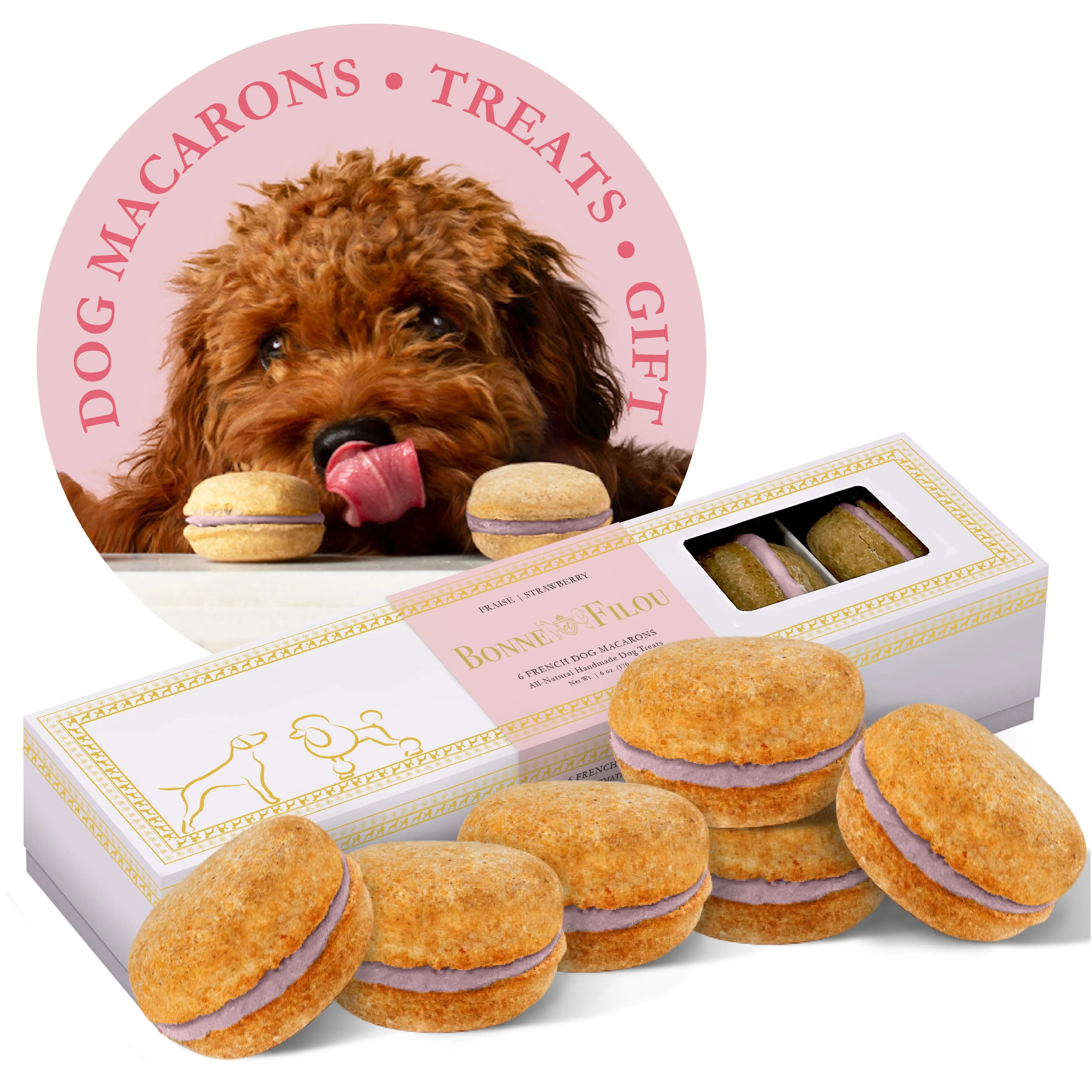Dog Macarons (Box of 6) - Strawberry — Dog Toys