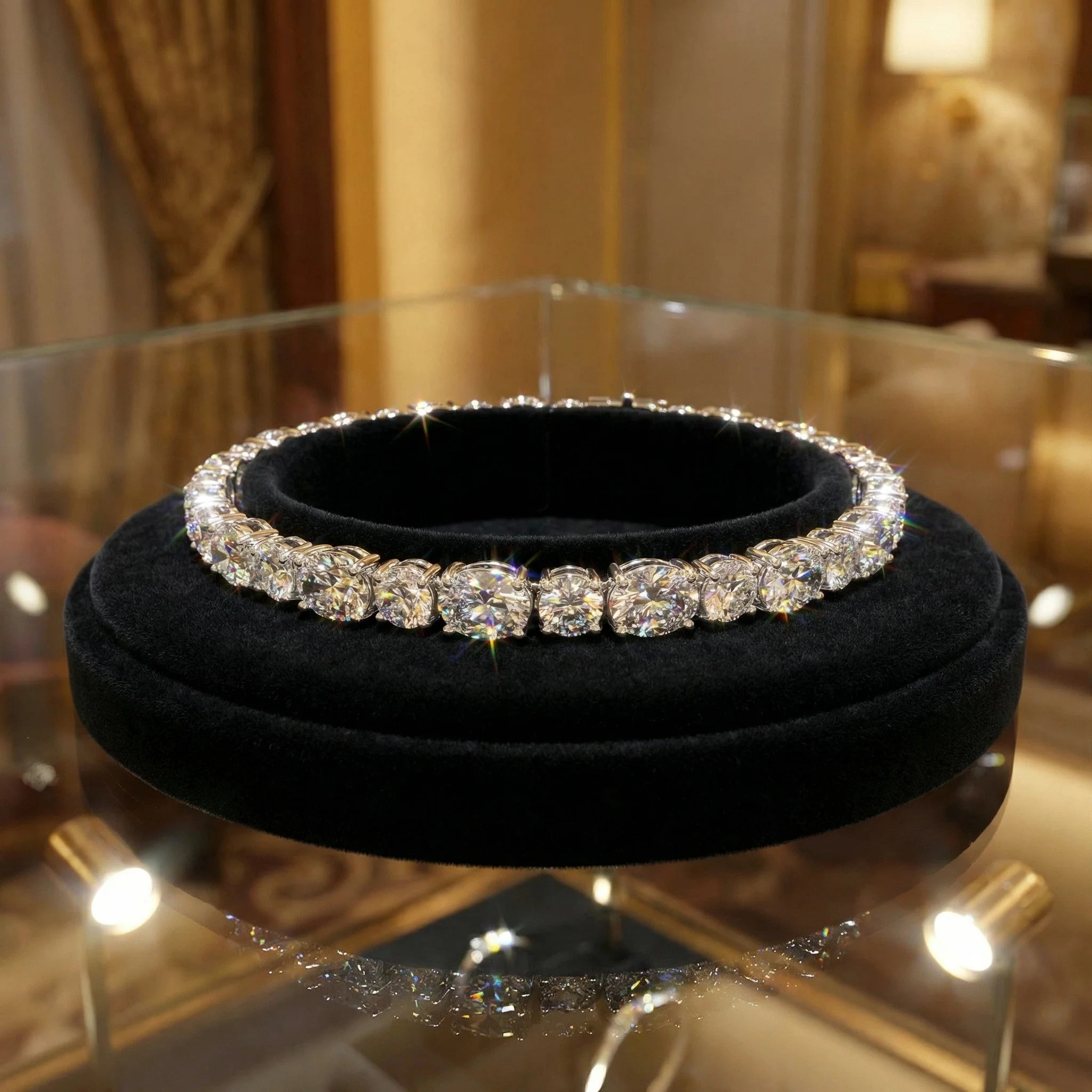 Ophelia Eternity Handmade 925 Silver Moissanite Tennis Bracelet for Women | 4-10 Carats | 33-Stone Elegant Jewelry - 925 Silver+Moissanite / 4CT / 6 — Bracelet 