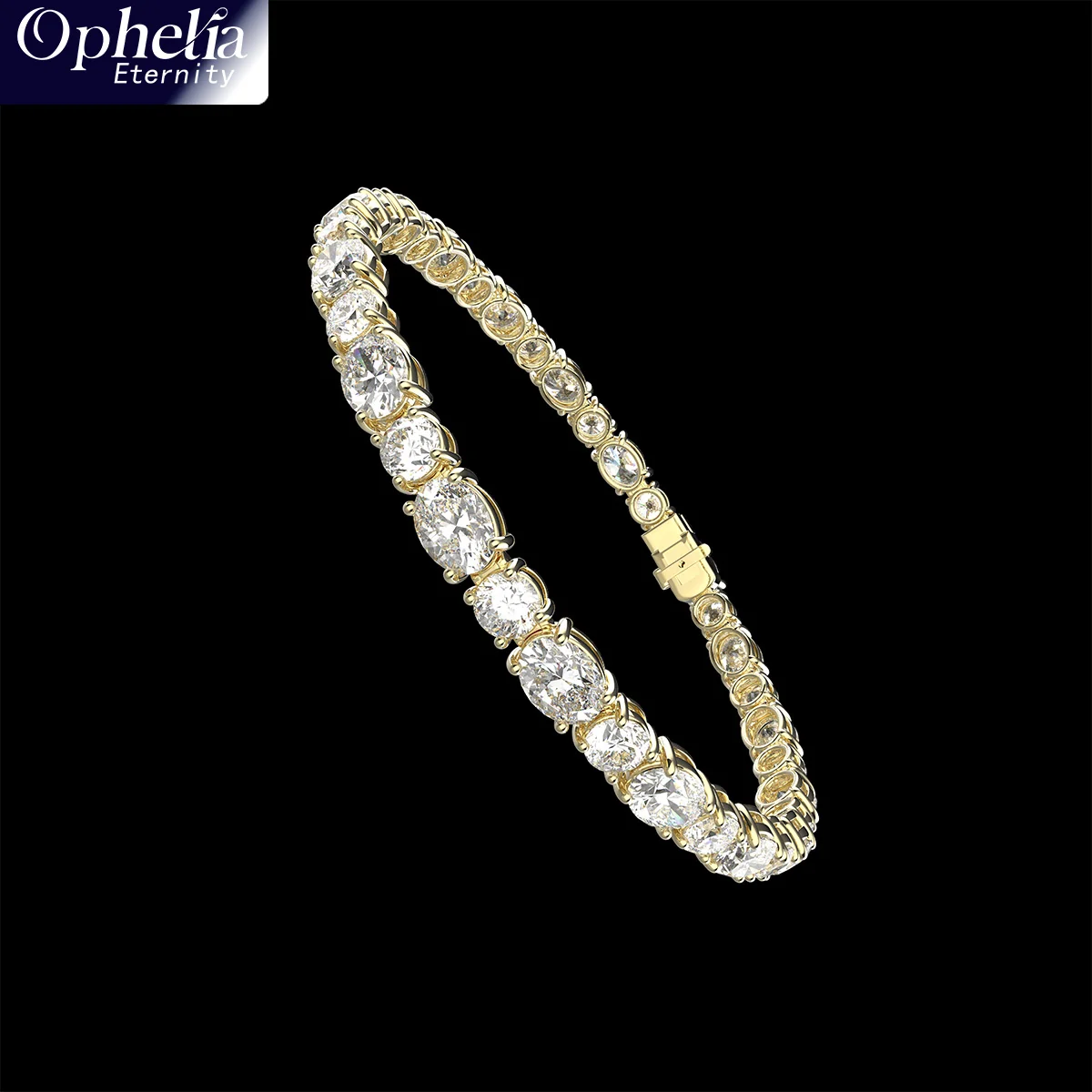 Bracelet tennis en or jaune 4-10 carats avec diamants cultivés en laboratoire Ophelia Eternity — Bracelet Femme