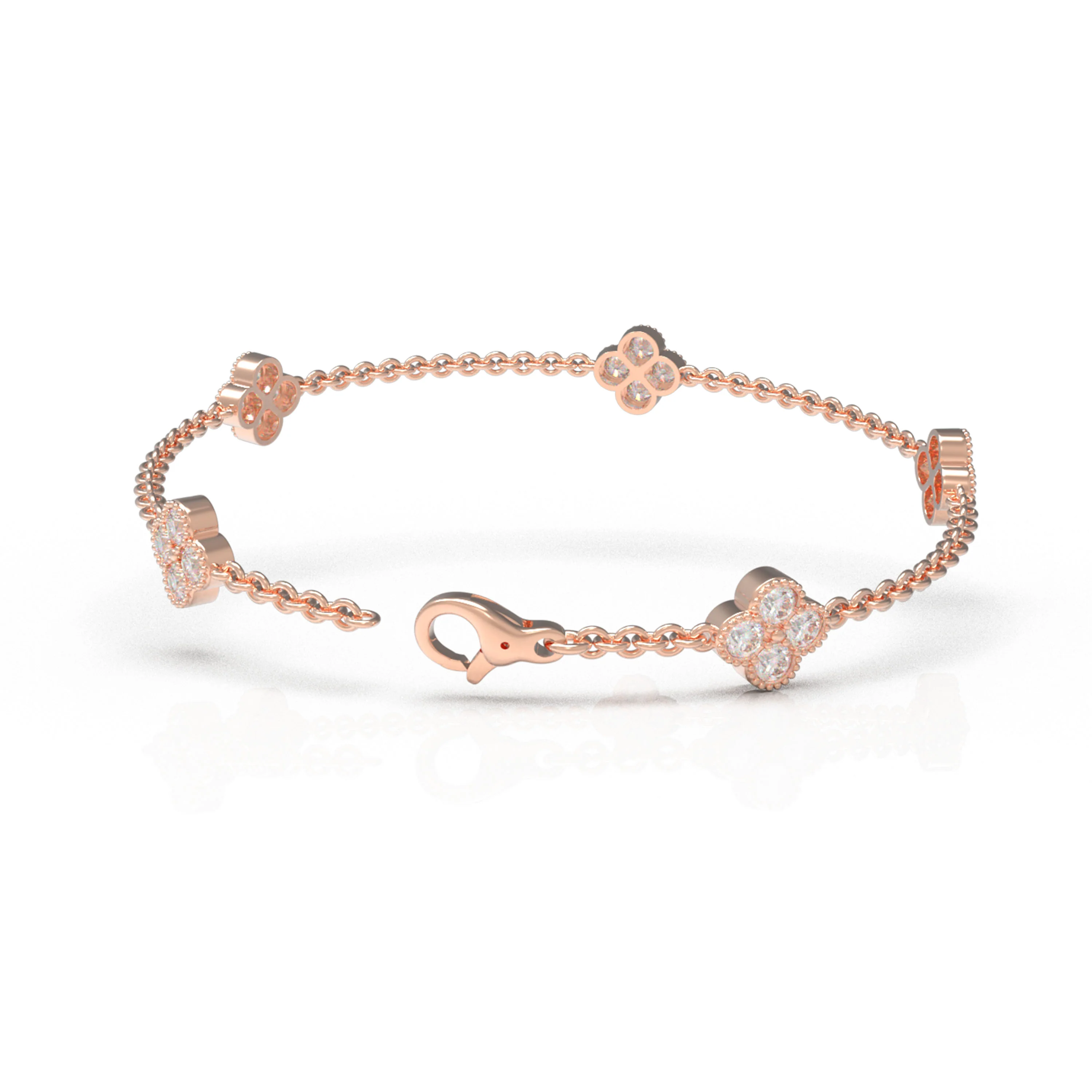 Bracelet Trèfle à Quatre Feuilles Ophelia Eternity Diamant — Bracelet Femme