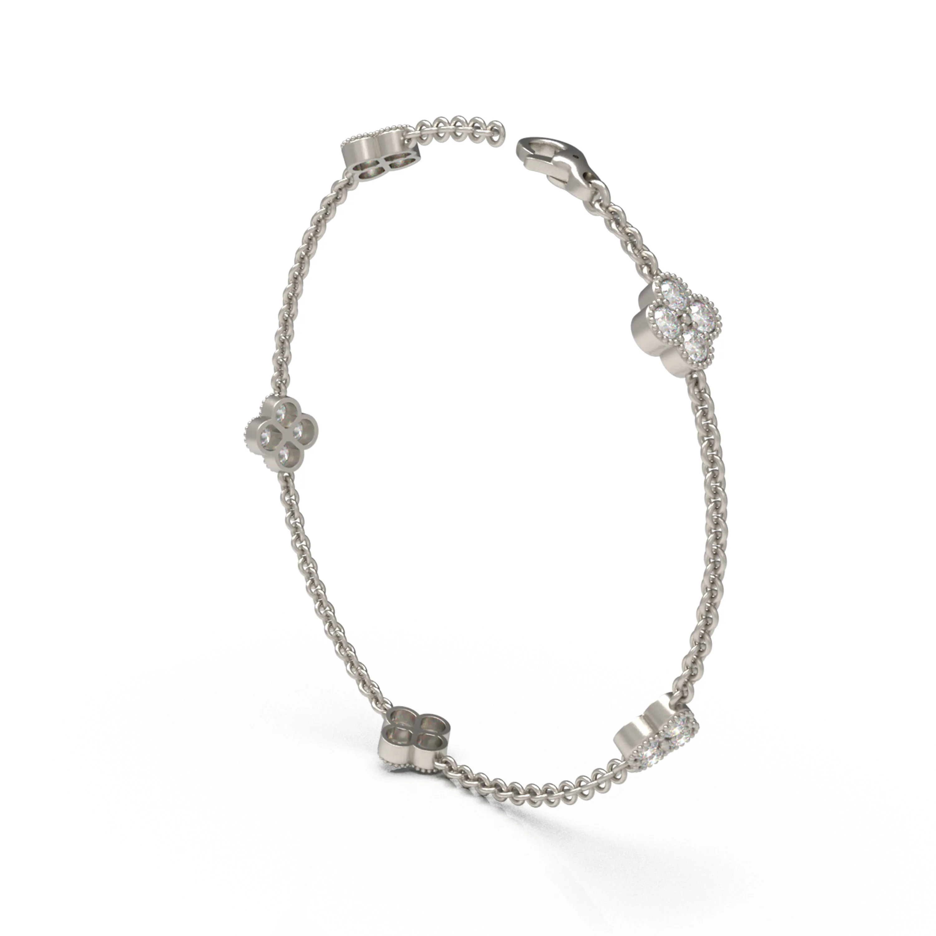 Bracelet Trèfle à Quatre Feuilles Ophelia Eternity Diamants de Laboratoire — Bracelet Femme