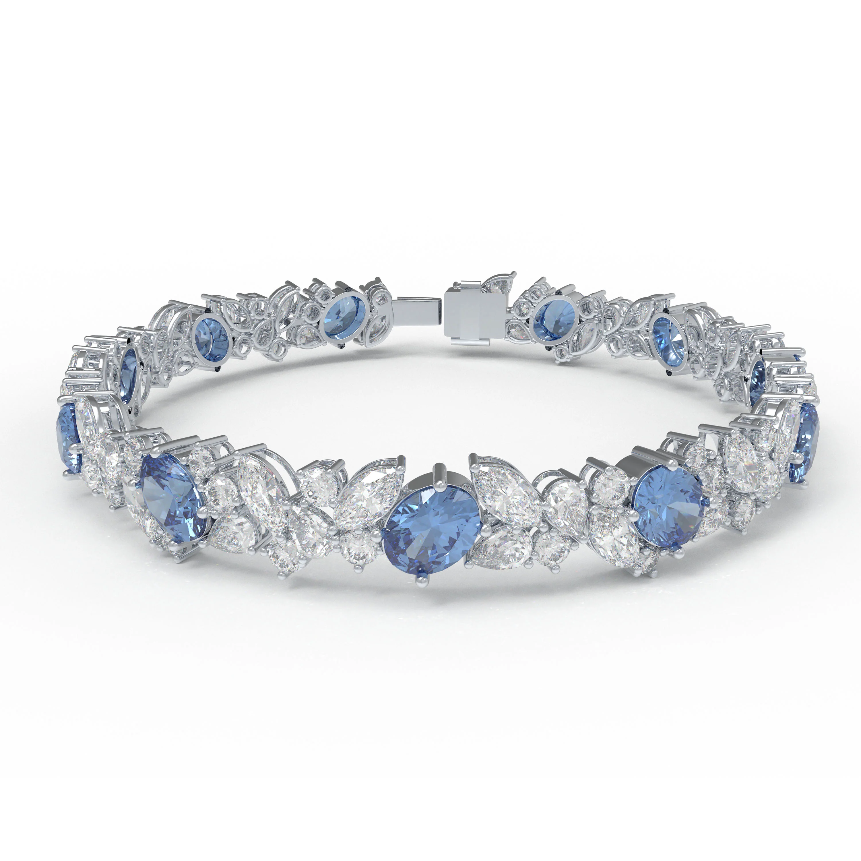 Bracelet Ophelia Eternity Saphir Synthétique & Diamant — Bracelet Femme