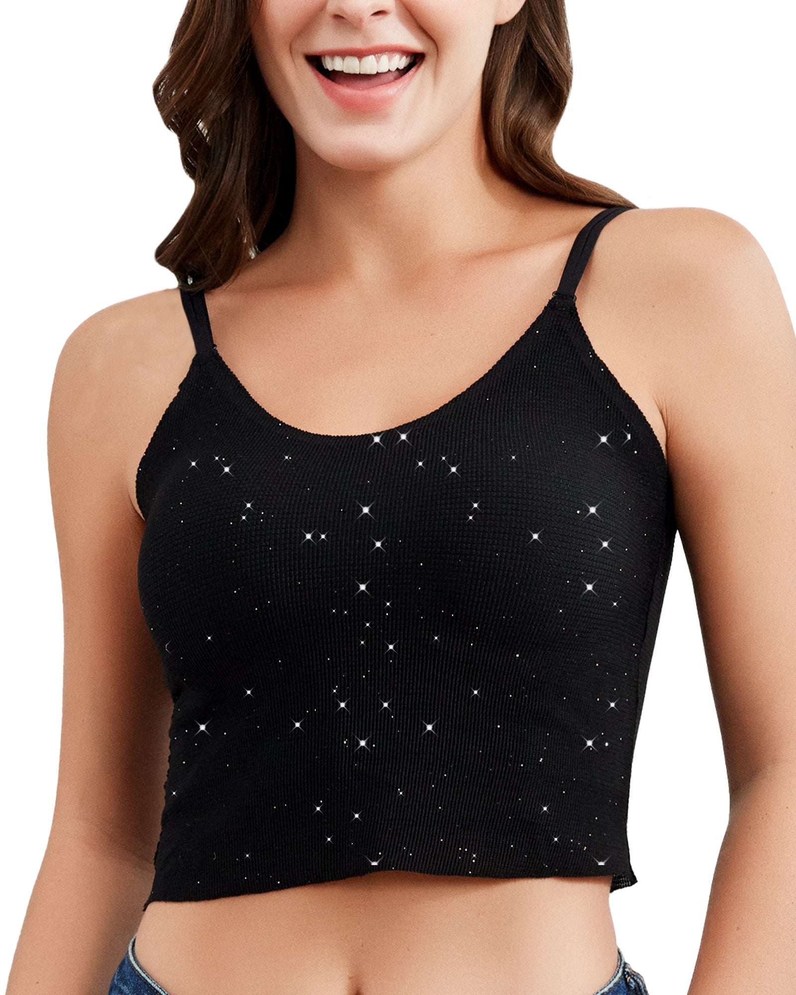 Débardeur noir scintillant NIIDOR — Soutiens-gorge et lingerie adhésifs