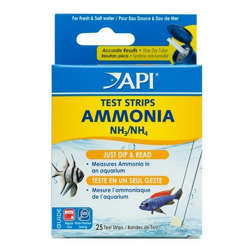 Bandelettes de test d'ammoniac API pour aquariums, 25 pièces — Accessoires pour aquariums
