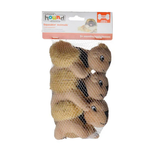 Plush Puppies, Plush Squeakin' Animals - Squirrels, 3 Pack
