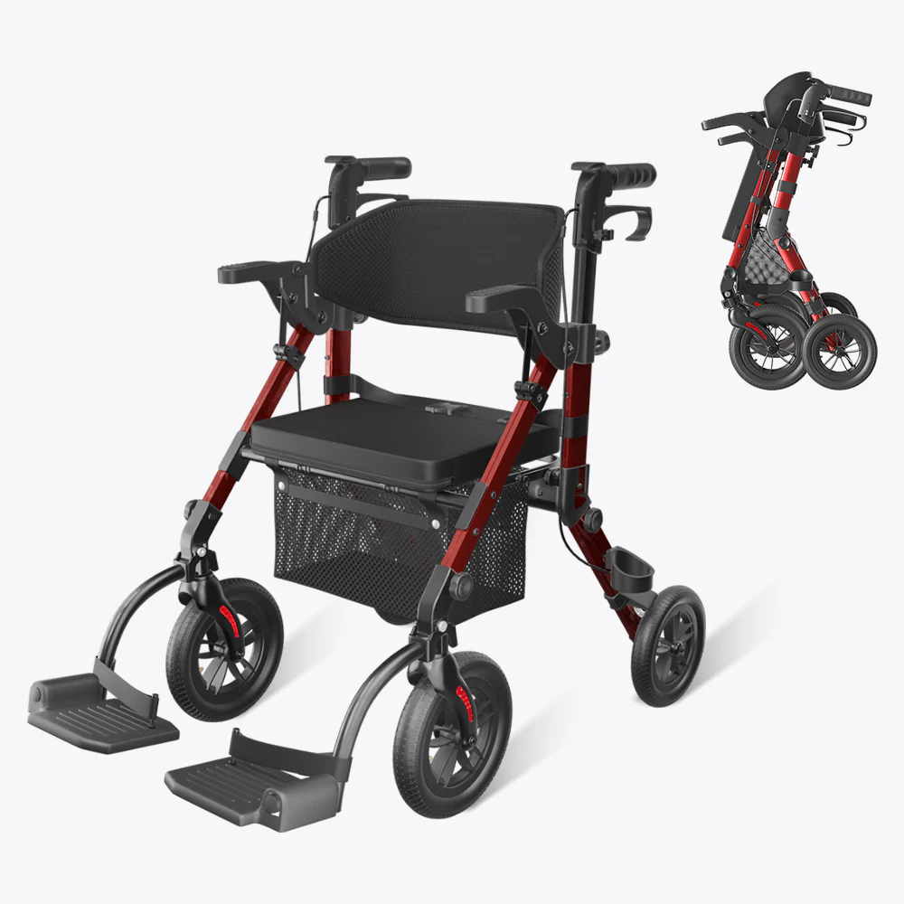 Vocic Z51 Rollator Walkers with Seat - Red — Mobility Aids