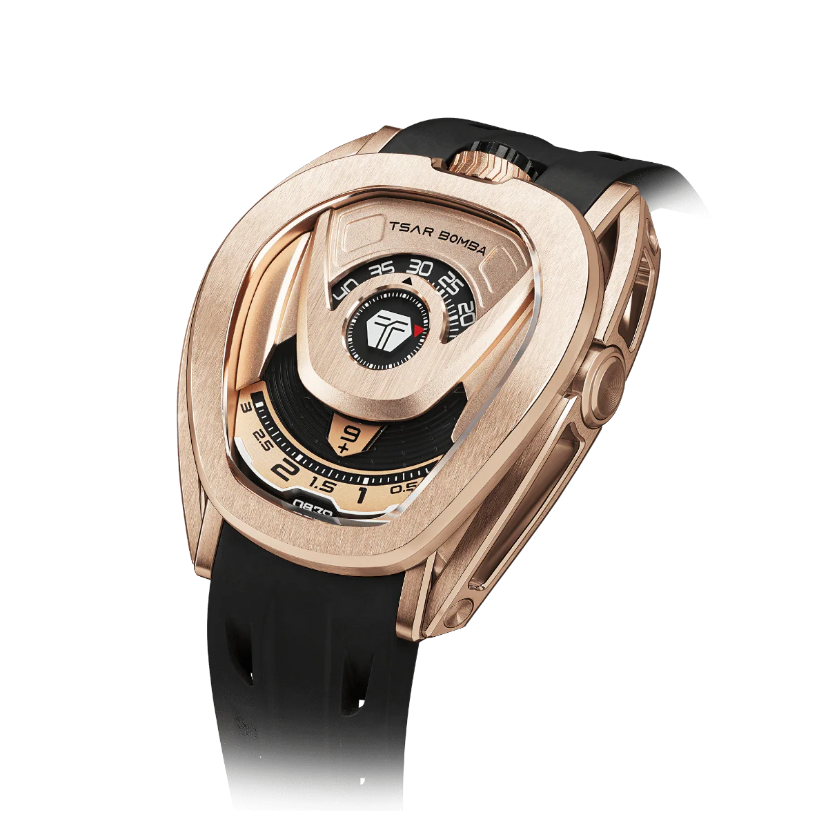 Tsar Bomba Men's Reactor Series Automatic Mechanical Watch Golden Black Waterproof Cyberpunk Timepiece