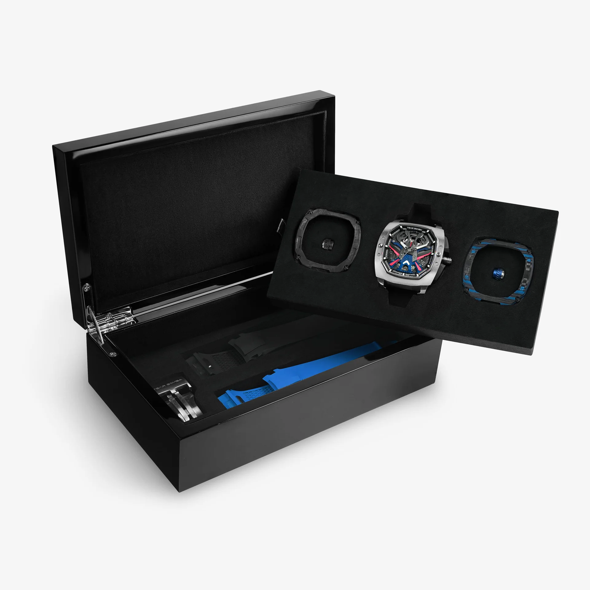 TSAR BOMBA Men's Swiss Automatic Watch Blue Titanium Carbon Fiber 10ATM Waterproof Dark Matter 3 TB8603
