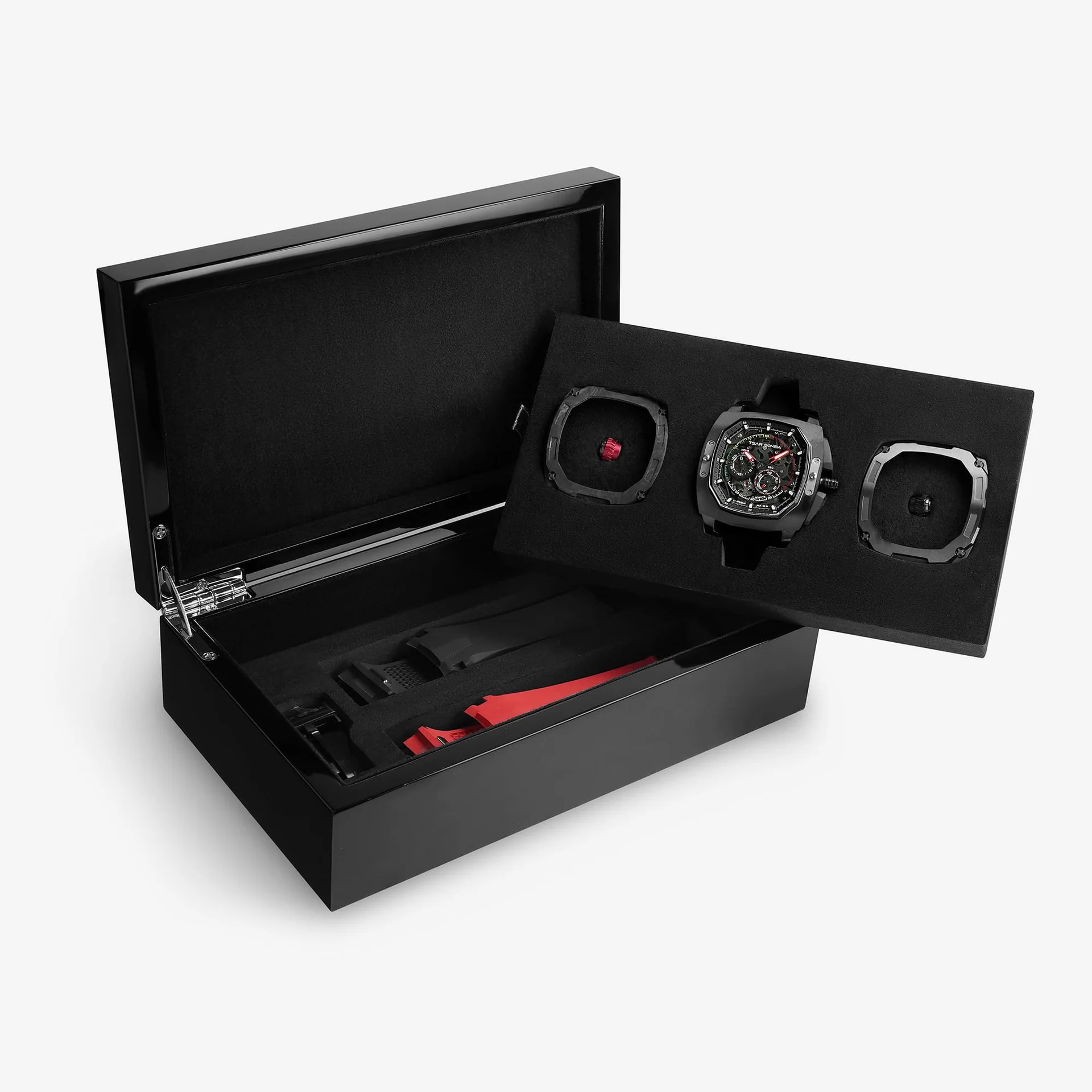 TSAR BOMBA Men's Automatic Watch Black Carbon Fiber Bezel Miyota 82S7 5ATM