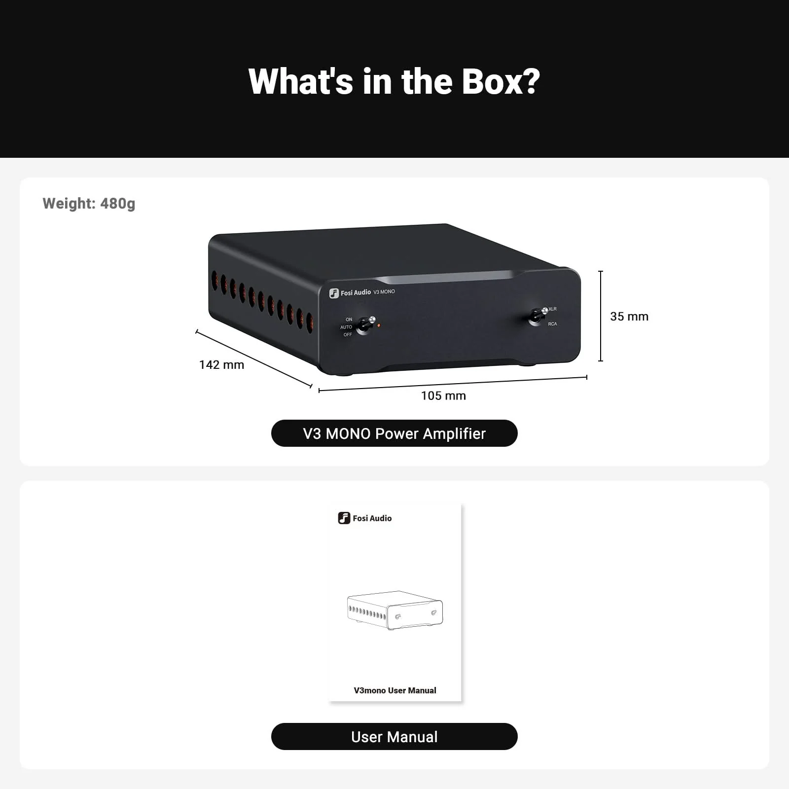 Fosi Audio V3 Mono Amplificateur de puissance monobloc sans bloc d'alimentation — Amplificateurs audio et DAC