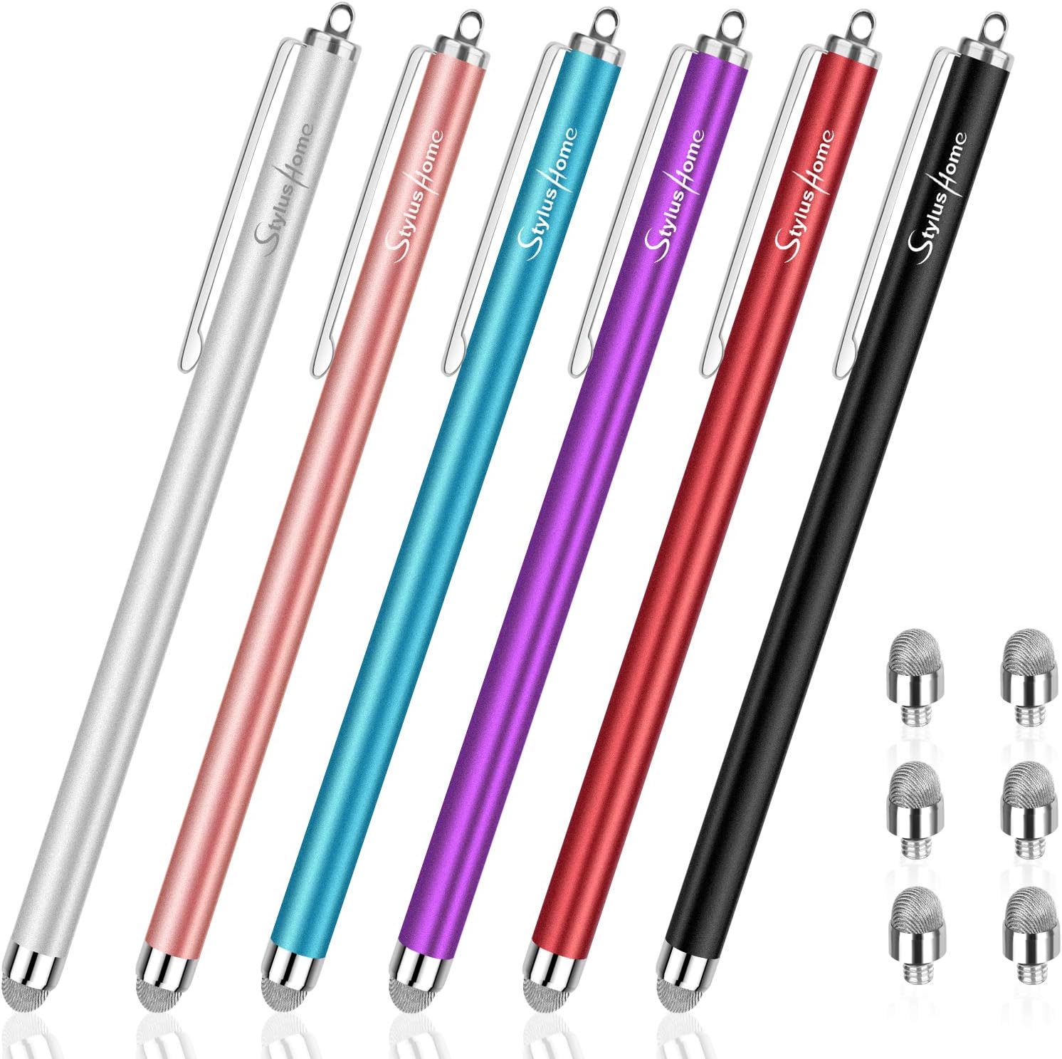 StylusHome Stylus Pens for Touch Screens, 6-Pack with Extra Tips — Tablet Accessories