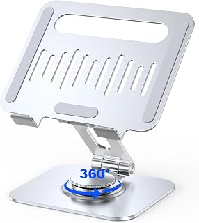 Aluminum Tablet Stand, 360° Rotating, 4-13", Silver