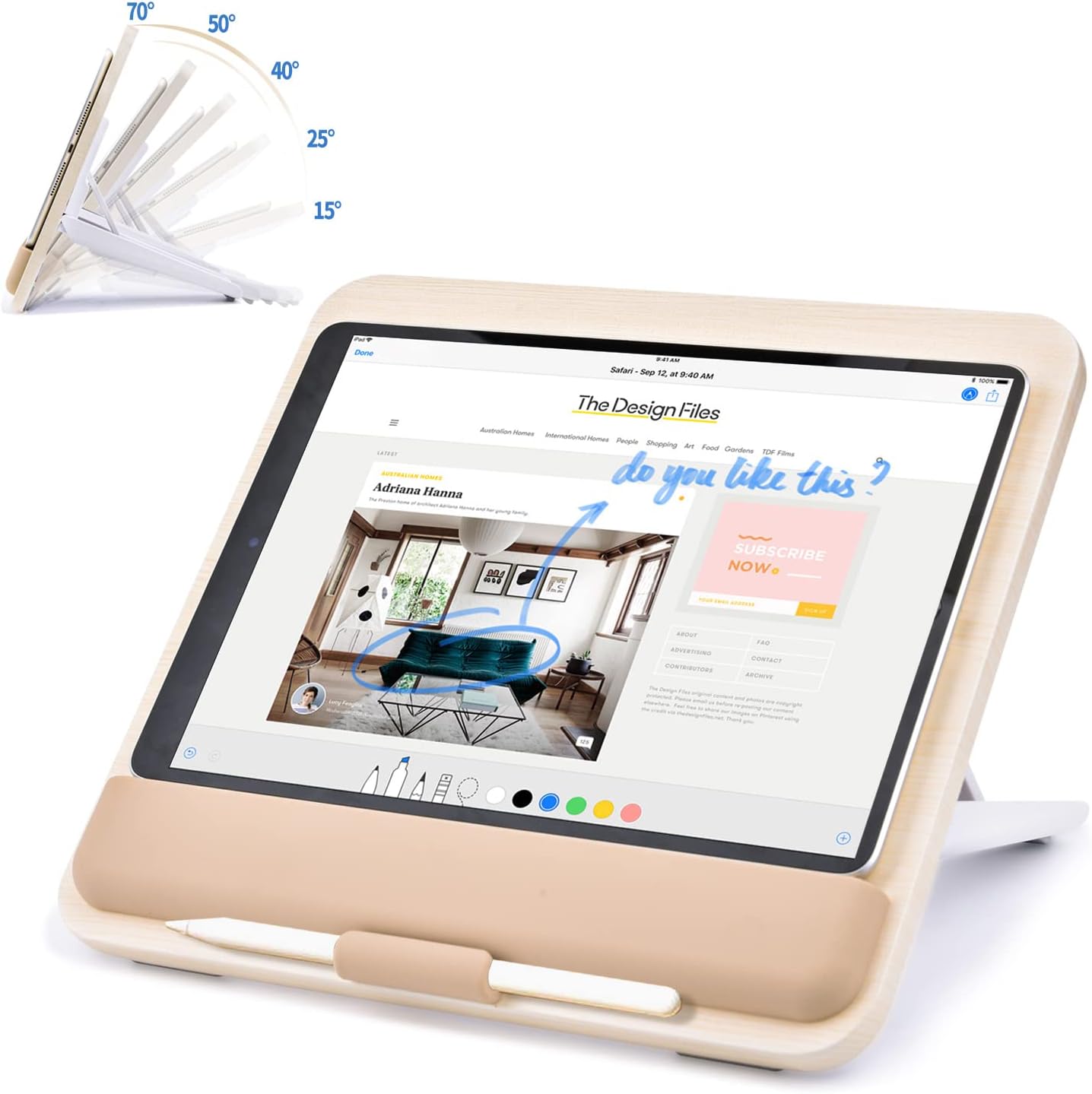 Support de Tablette en Bois Ajustable iPad Pro 12.9/11 — Accessoires pour tablettes