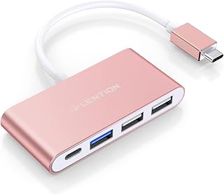 LENTION 4-in-1 USB-C Hub with Type C, USB 3.0, USB 2.0, Compatible 2020-2016 MacBook Pro 13/15/16, New Mac Air/Surface, ChromeBook, More, Multiport Charging USB C to USB Adapter (CB-C13, Space Gray) | Ideal for Work & Study, Stable Driver 3.0 Certified, Compatible with macOS, iOS/iPadOS, Windows & ChromeOS (C13, Rose Gold)
