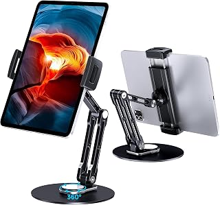 iPad Tablet Stand, Adjustable 360° Rotating Aluminum