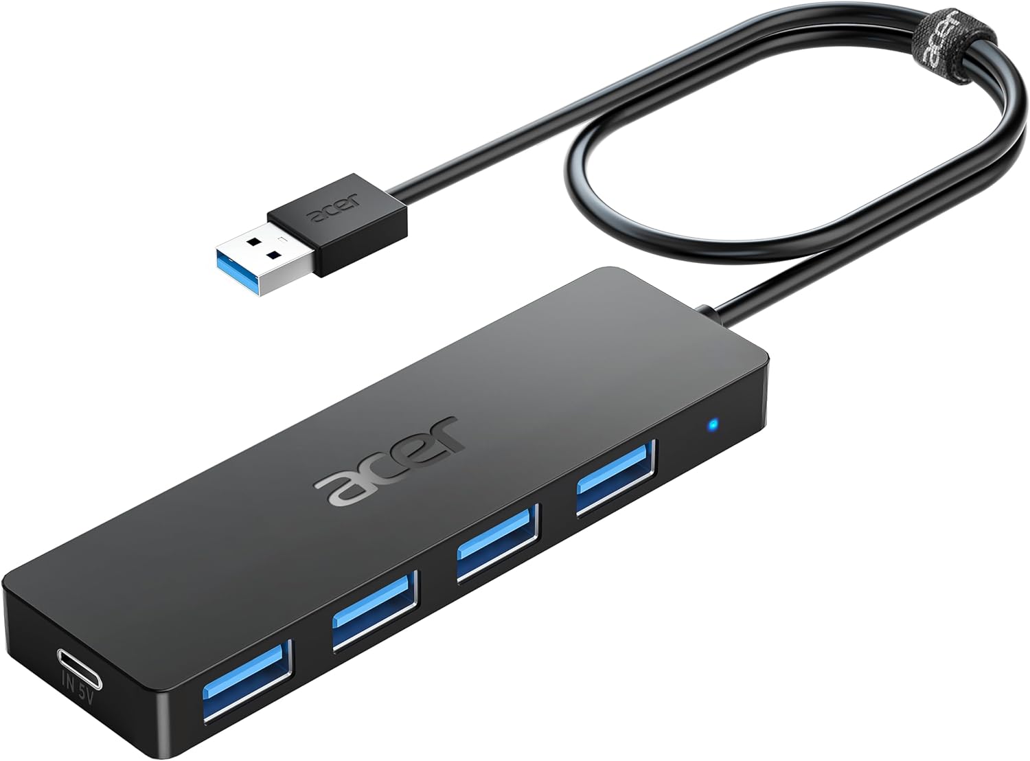 USB-C hub: Acer USB Hub 3.0, 4-Port Ultra Slim USB Adapter 2FT with Type-C 5V3A, USB-A Splitter Extender…