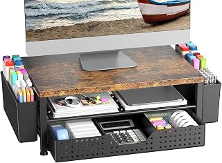 Monitor Stand Riser with Drawer & Pen Holder