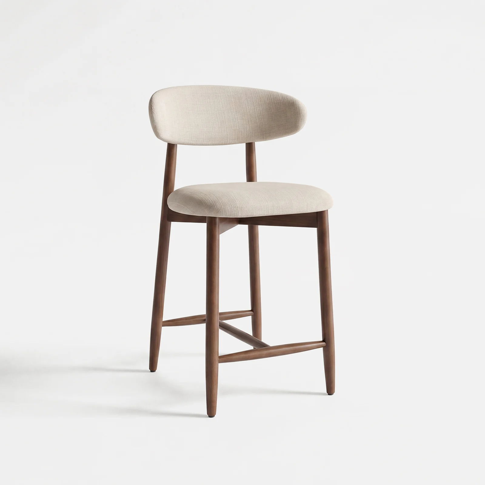 COLAMY Ensemble de 4 tabourets de bar rembourrés en bois à hauteur de comptoir Arla Beige
