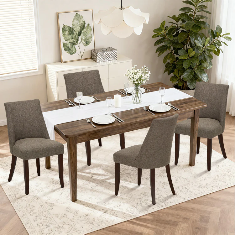 Colamy Kava Modern Casual Dining Chair - Brown / Set of 4