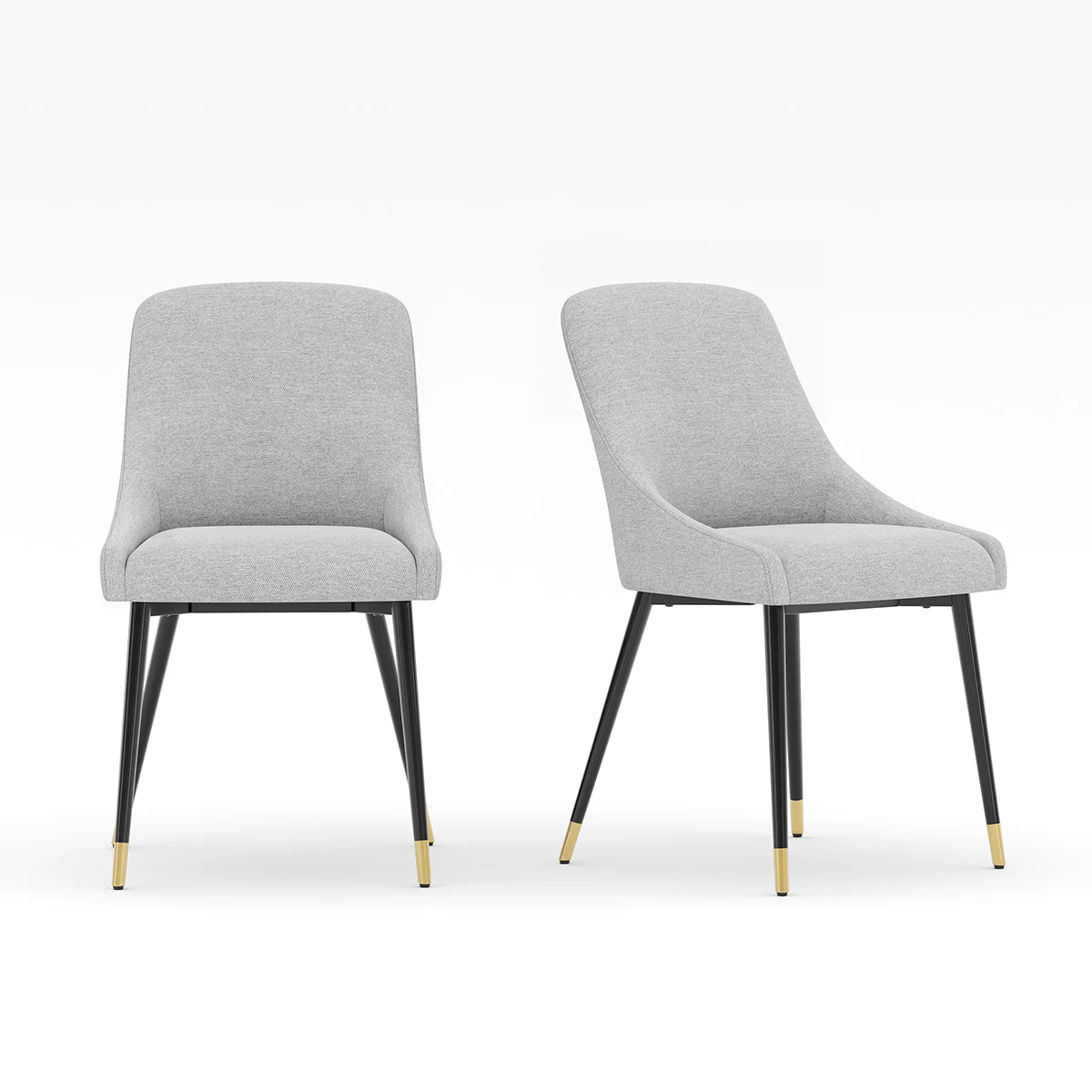 COLAMY Luma Lot de 2 chaises de salle à manger modernes en tissu et métal Gris clair — Chaises de salle à manger