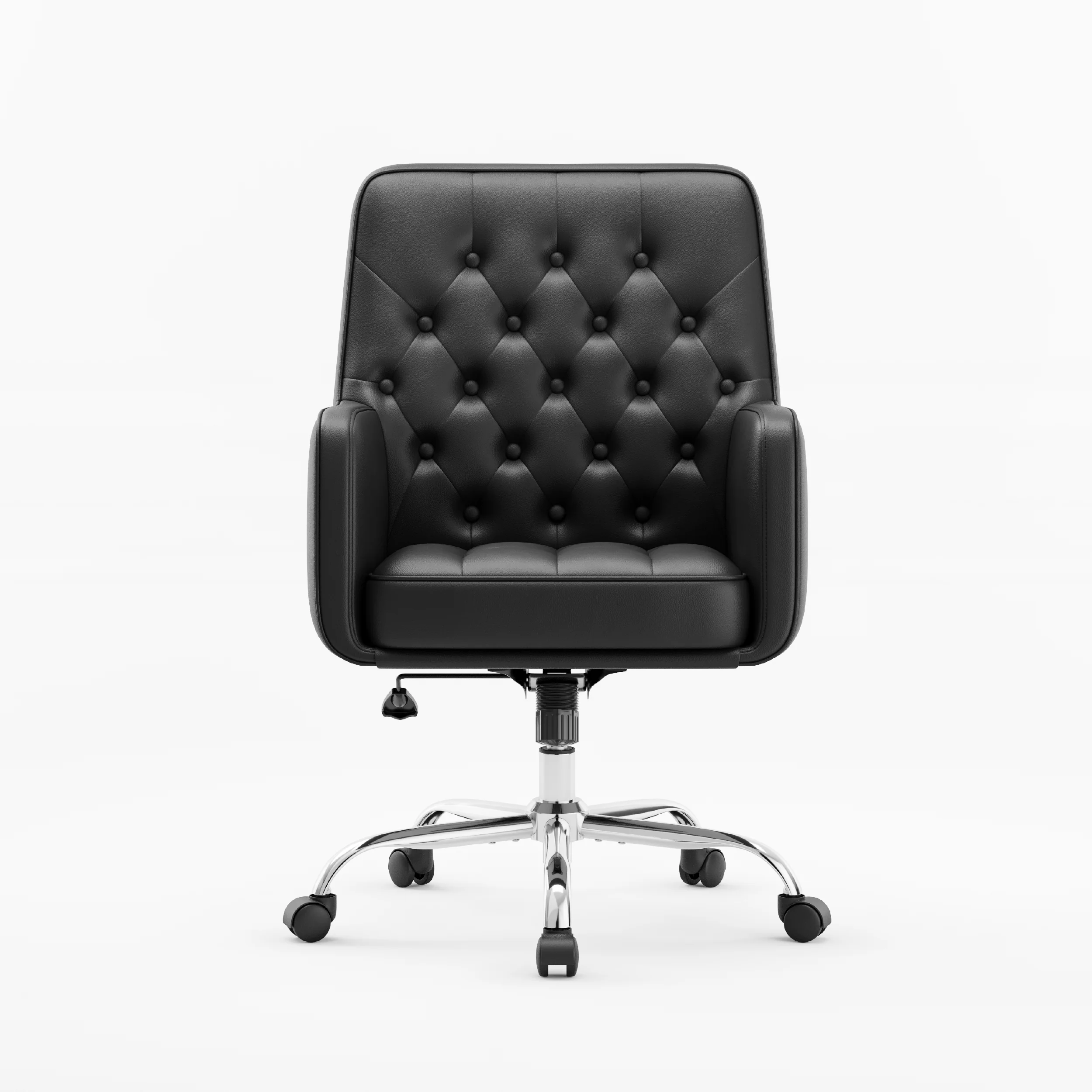 Chaise de bureau pivotante COLAMYHome Verso avec dossier capitonné - Noir — Chaise de bureau