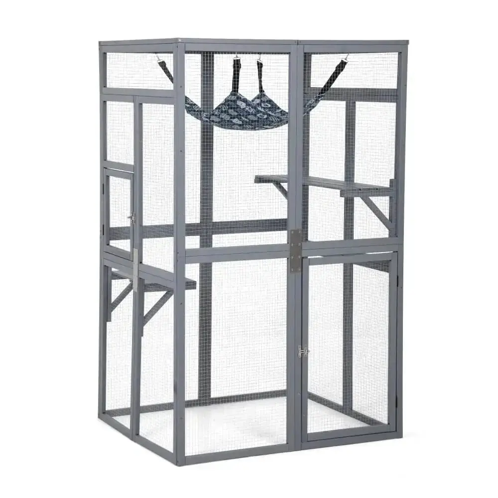 Coziwow 39″L Wooden Outdoor Cat Catio - Gray — Dog Toys